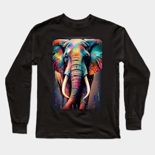 Colorful Elephant in Pop Art Style - A Fun And Playful Art Design For Animal lovers Long Sleeve T-Shirt